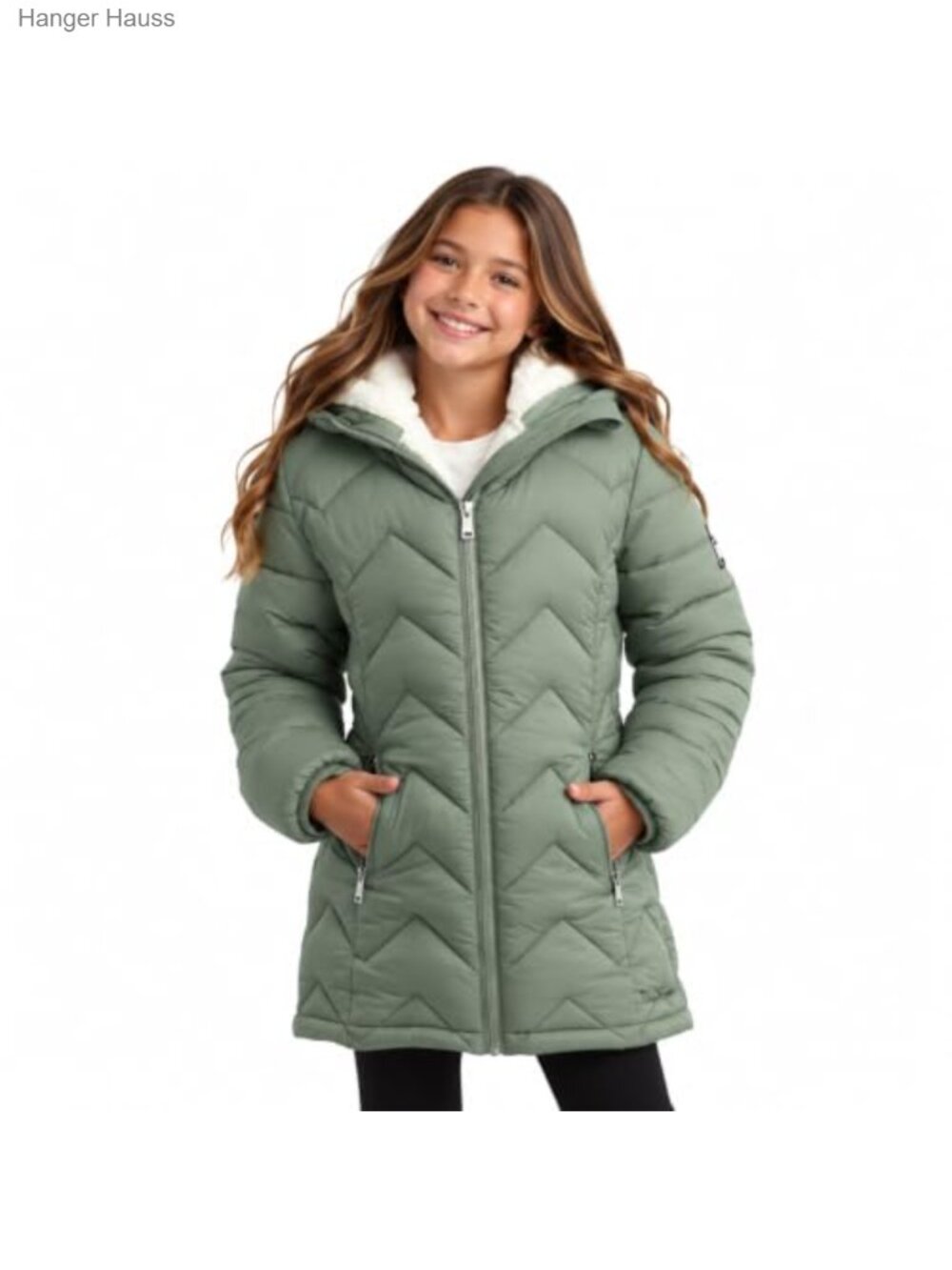 Girls Winter Jacket Fleece-Backed Softshell Sherpa Lined Zip Coat